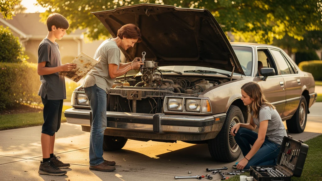 Apprendre la mécanique à mes ados sur une vieille berline diesel